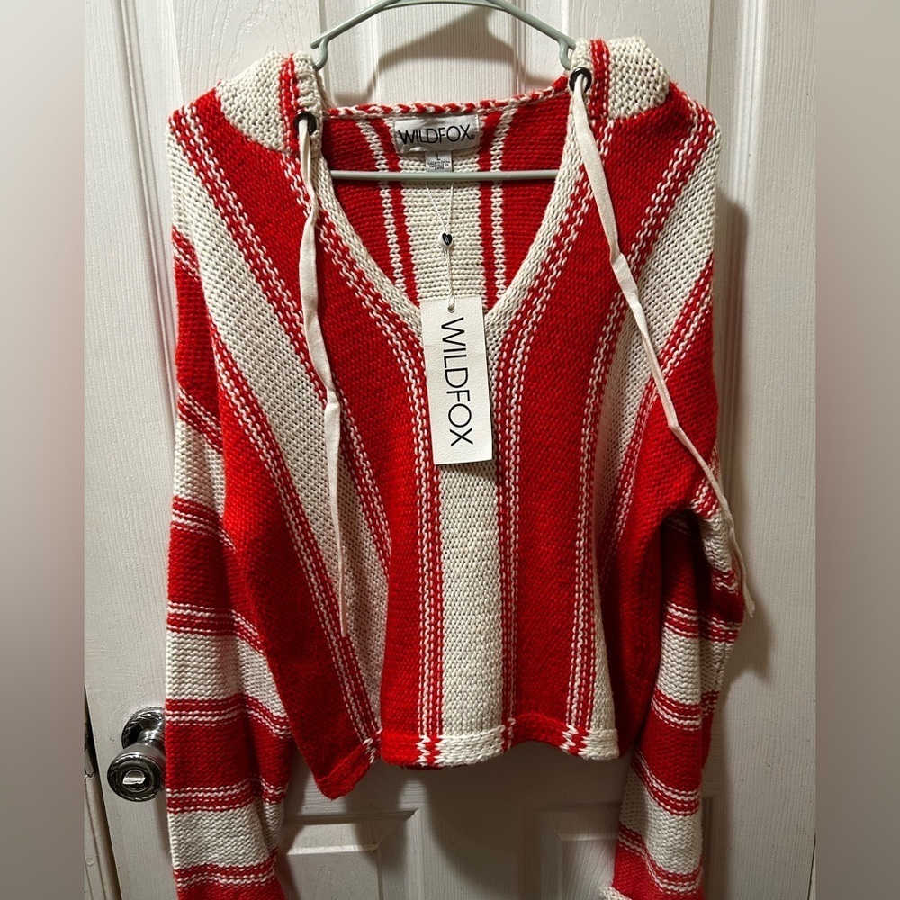 NWT Wildfox Chromatic Stroke Hermosa Sweater L Vintage Lace/Crimson $128 Retail! - Picture 8 of 10
